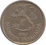 Аверс.Монета. Финляндия. 1 марка 1987 год (М).