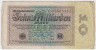 Банкнота. Германия. Веймарская республика. 10 миллиардов марок 1923 год. Серийный номер - буква, восемь цифр (коричневые). ав.