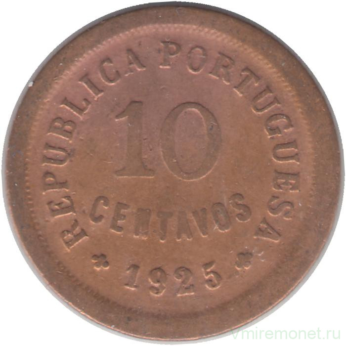Монета. Португалия. 10 сентаво 1925 год.