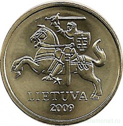 Монета. Литва. 10 центов 2009 год. 
