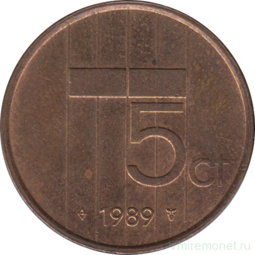 Монета. Нидерланды. 5 центов 1989 год.