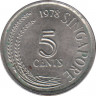Монета. Сингапур. 5 центов 1978 год. ав.