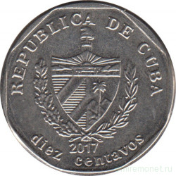 Монета. Куба. 10 сентаво 2017 год (конвертируемый песо).