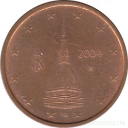 Монета. Италия. 2 цента 2004 год.