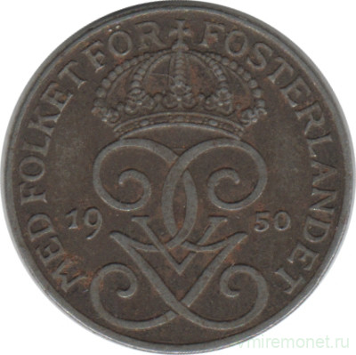 Монета. Швеция. 1 эре 1950 год (железо).