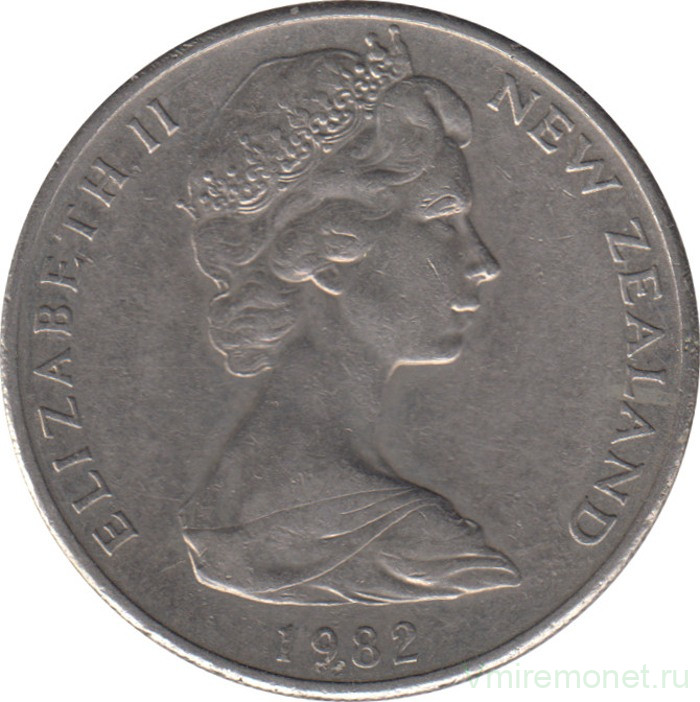 Монета. Новая Зеландия. 20 центов 1982 год.