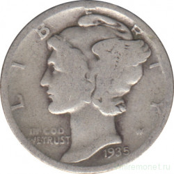 Монета. США. 10 центов 1935 год. Монетный двор D.