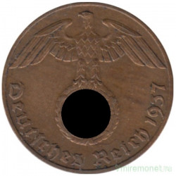 Монета. Германия. Третий Рейх. 1 рейхспфенниг 1937 год. Монетный двор - Мюнхен (D).
