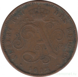 Монета. Бельгия. 2 сантима 1912 год. Des Belges.