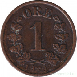Монета. Норвегия. 1 эре 1902 год.