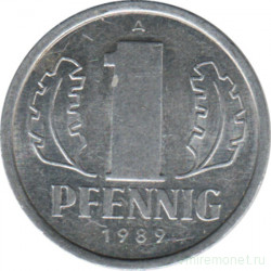 Монета. ГДР. 1 пфенниг 1989 год.