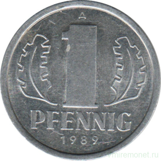 Монета. ГДР. 1 пфенниг 1989 год.