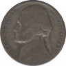 Монета. США. 5 центов 1943 год. Монетный двор D. ав.