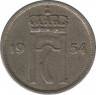  Монета. Норвегия. 10 эре 1954 год. ав.