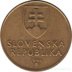 Монета. Словакия. 1 крона 1994 год.