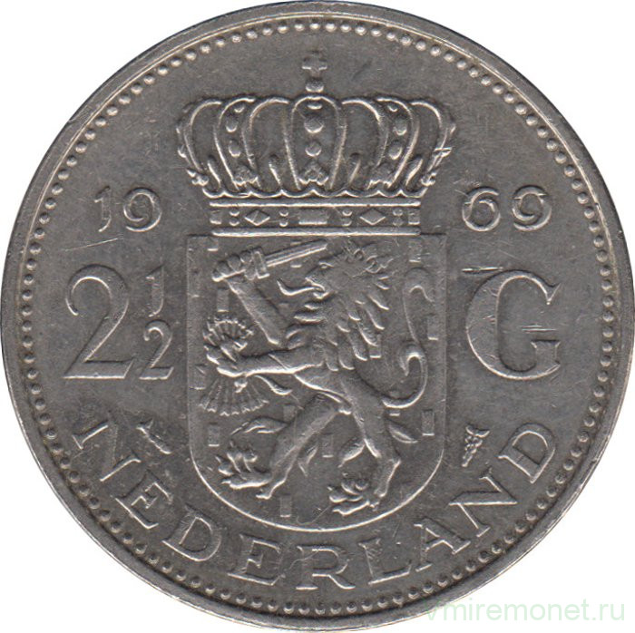 Монета. Нидерланды. 2,5 гульдена 1969 год. (рыба).