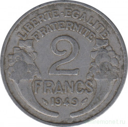 Монета. Франция. 2 франка 1949 год.