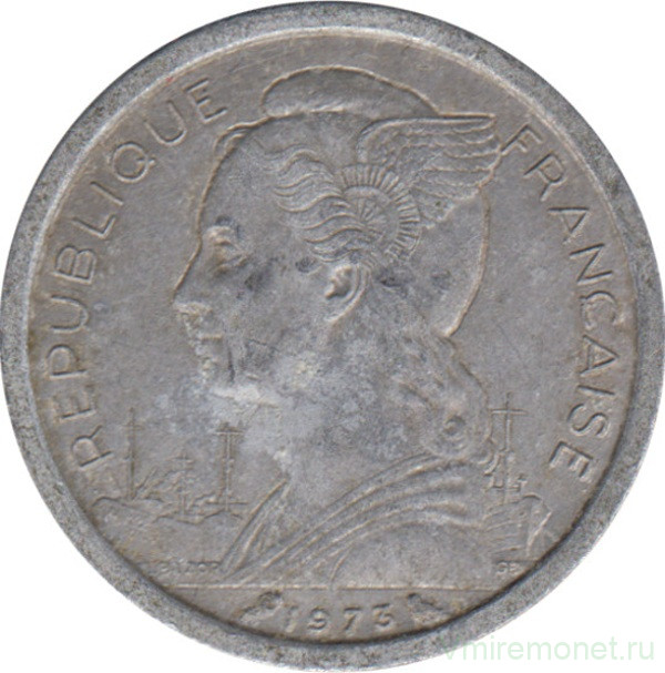 Монета. Реюньон. 1 франк 1973 год.
