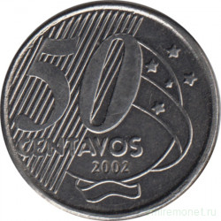Монета. Бразилия. 50 сентаво 2002 год.