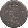 Монета. Дания. 1 крона 1979 год. ав.