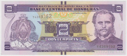 Банкнота. Гондурас. 2 лемпиры 2012 год.