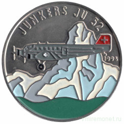 Монета. Конго. 100 франков 1995 год. Юнкерс Ю-52.