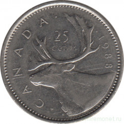 Монета. Канада. 25 центов 1988 год.