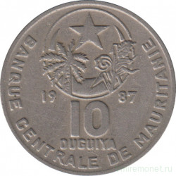 Монета. Мавритания. 10 угий 1987 год.