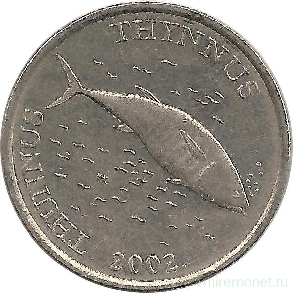 Монета. Хорватия. 2 куны 2002 год.