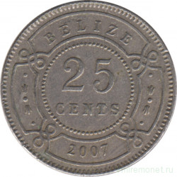 Монета. Белиз. 25 центов 2007 год.