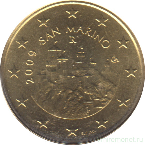 Монета. Сан-Марино. 50 центов 2009 год.