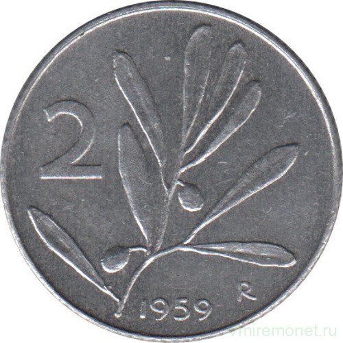 Монета. Италия. 2 лиры 1959 год.