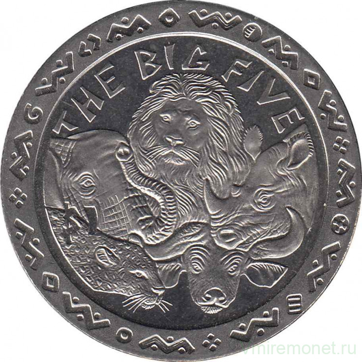 Монета. Сьерра-Леоне. 1 доллар 2001 год. Большая африканская пятёрка.
