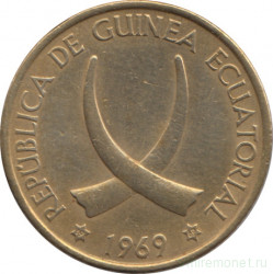 Монета. Экваториальная Гвинея. 1 песета 1969 год.