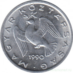 Монета. Венгрия. 10 филлеров 1990 год.