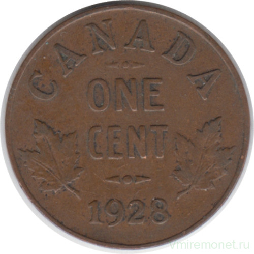 Монета. Канада. 1 цент 1928 год.