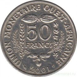 Монета. Западноафриканский экономический и валютный союз (ВСЕАО). 50 франков 2001 год.