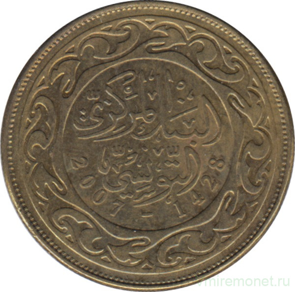 Монета. Тунис. 20 миллимов 2007 год.