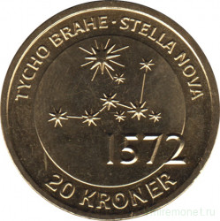 Монета. Дания. 20 крон 2013 год. Датские учёные - Тихо Браге.