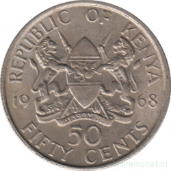 Монета. Кения. 50 центов 1968 год.