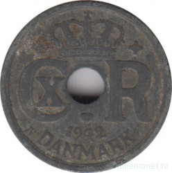 Монета. Дания. 10 эре 1942 год.