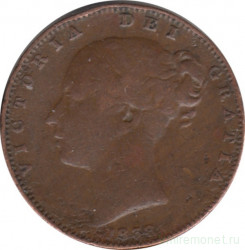 Монета. Великобритания. 1 фартинг 1838 год.