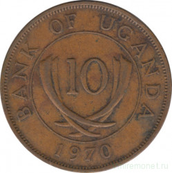 Монета. Уганда. 10 центов 1970 год.