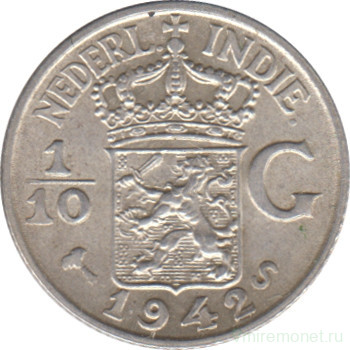 Монета. Нидерландская Ост-Индия. 1/10 гульдена 1942 год. (S).