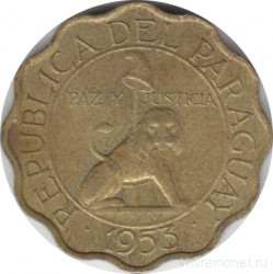 Монета. Парагвай. 25 сентимо 1953 год.