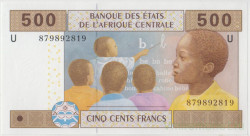 Банкнота. Экономическое сообщество стран Центральной Африки (ВЕАС). Конго. 500 франков 2002 год. (T). Тип 106T (d).