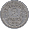 Монета. Франция. 2 франка 1945 год. Монетный двор - Бомонт (B). ав.