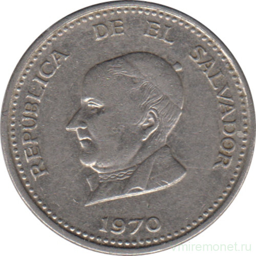 Монета. Сальвадор. 25 сентаво 1970 год.
