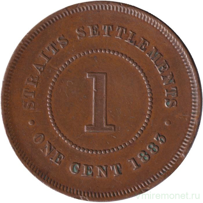 Монета. Стрейтс Сетлментс. 1 цент 1883 год.