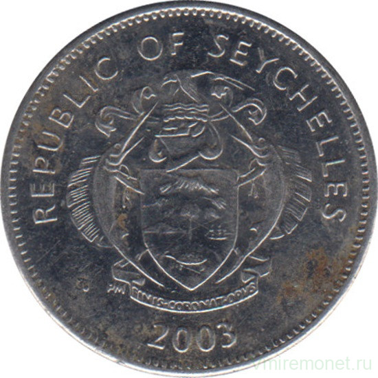 Монета. Сейшельские острова. 25 центов 2003 год.